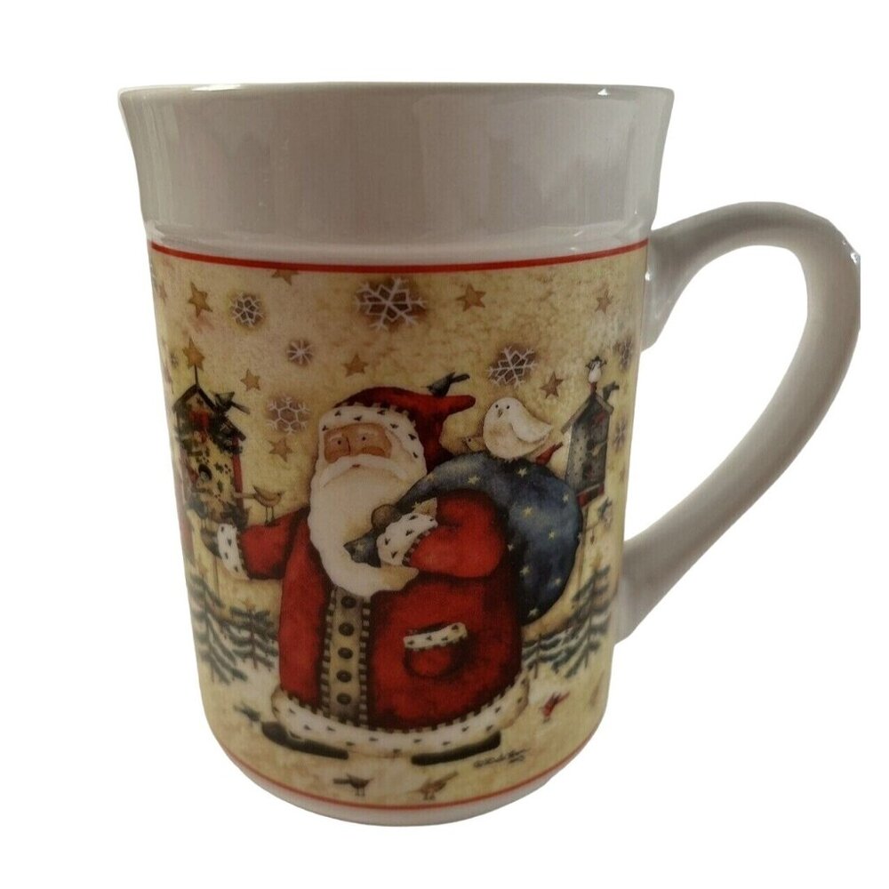 Gibson 2006 By Debi Hron Holiday Home Santa Birdhouses Birds Coffee Mug VGC